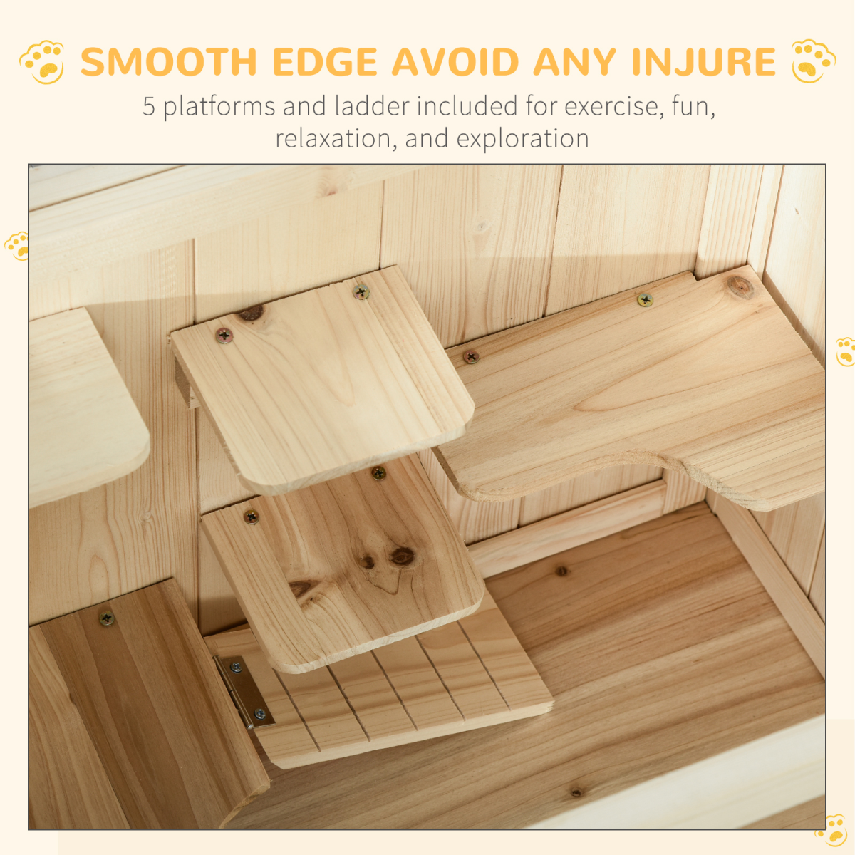 3-Tier Wooden Fir Hamster Cage House for Play and Exercise