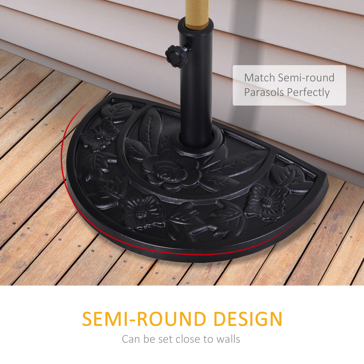 Outsunny 9kg Half-Round Resin Parasol Base for Garden Patio