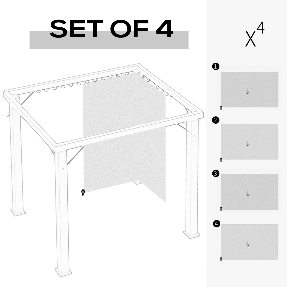 Outsunny Gazebo Replacement Sidewalls Privacy Panel for Most 3 x 4m Gazebos Light Grey