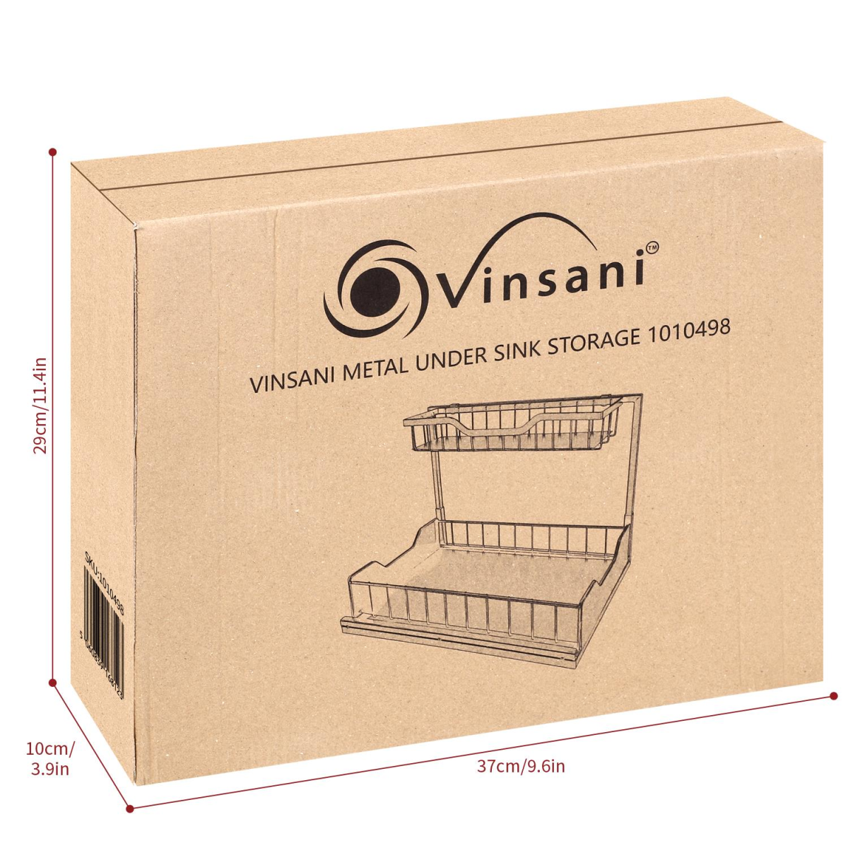 Vinsani Metal Under Sink Storage with Suction Cups for Cabinets, Kitchen and Bathroom Organiser