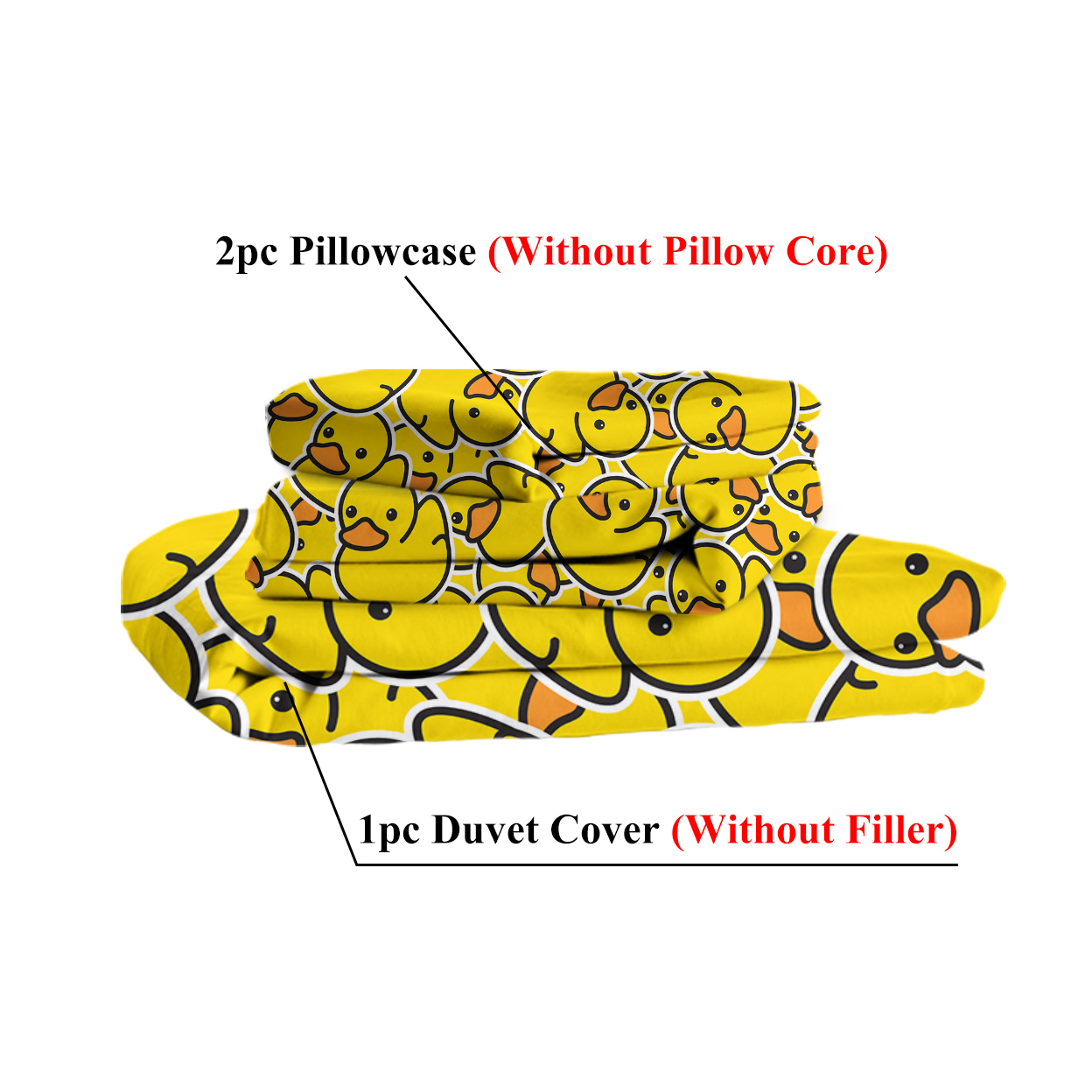 Duck Bedding Yellow Rubber Duck Duvet Cover Sets for Kids 3 Pieces Cute Yellow Duckies Comforter Cover Set Cartoon Duck Gifts for Duck Lovers (Double)