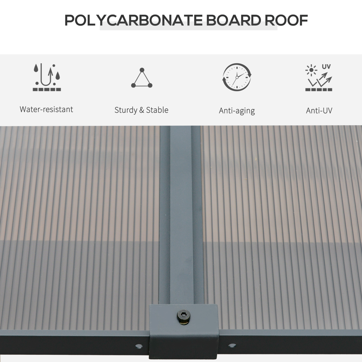 Outsunny Outdoor Hardtop Pergola, 4 x 3m, Grey, Polycarbonate Roof, Powder-Coated Aluminium Frame