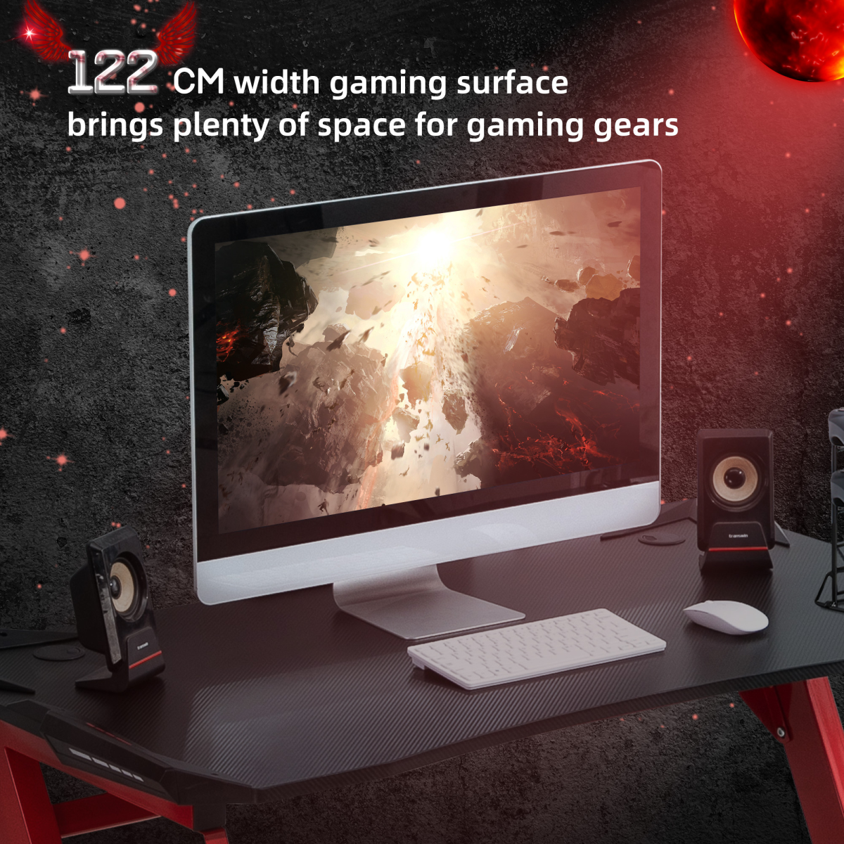 Gaming Desk with Gamepad Holder Cup Holder Headphone Hook Home Office
