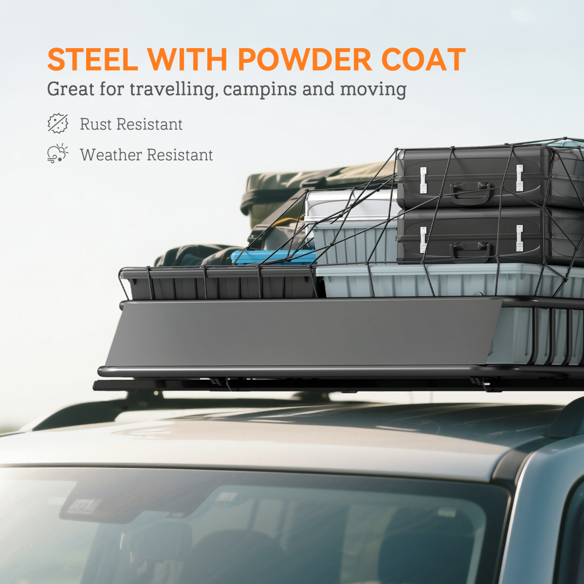 HOMCOM Steel Universal Roof Rack Basket, 90.7 kg Cargo Carrier