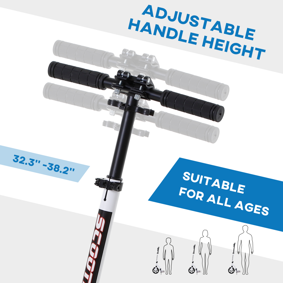Teens Adult Kick Scooter Foldable Adjust Aluminum For Age 14 White HOMCOM