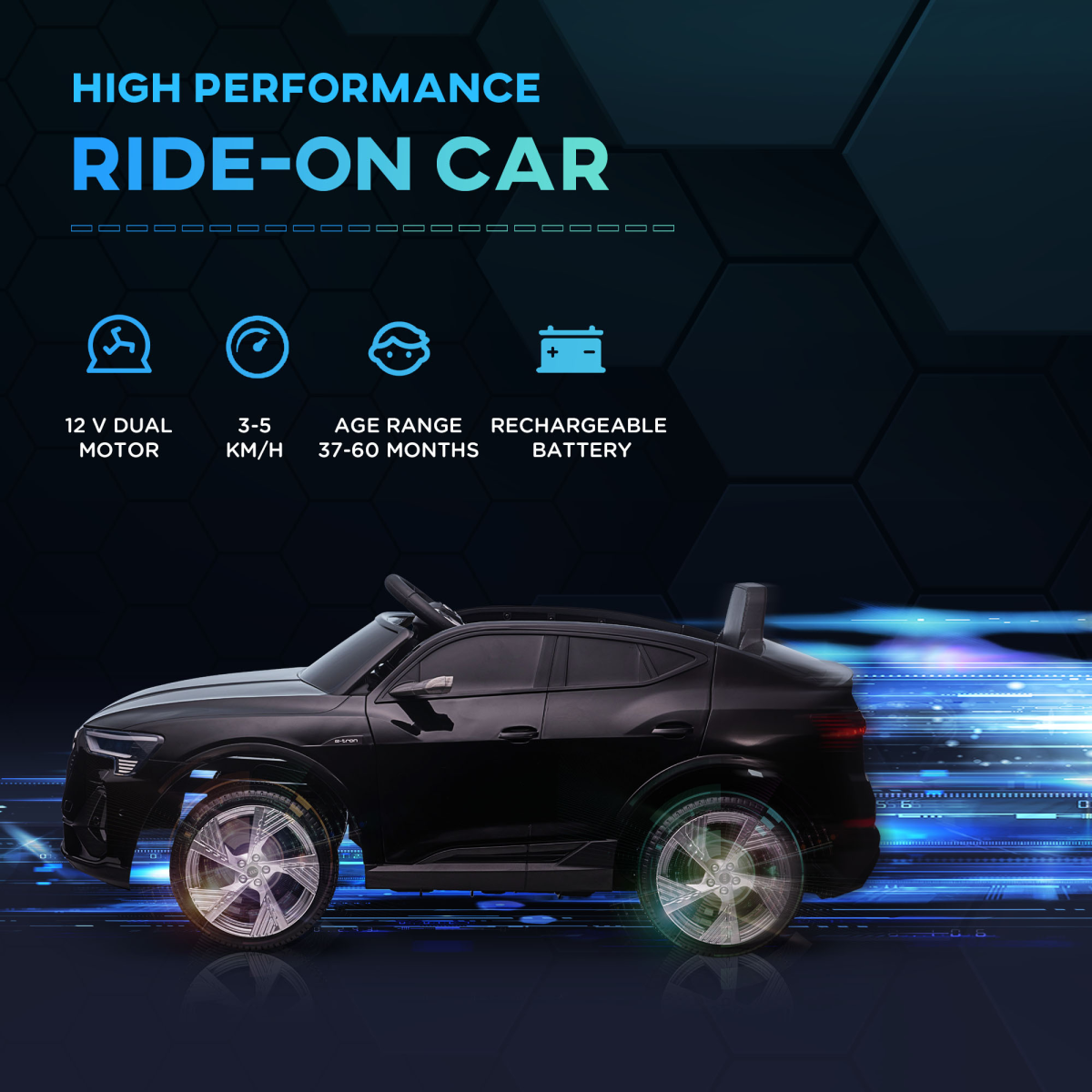 HOMCOM Licensed Audi E-tron Kids Electric Ride-On Car with Remote Control, LED Lights, Music and Seatbelt