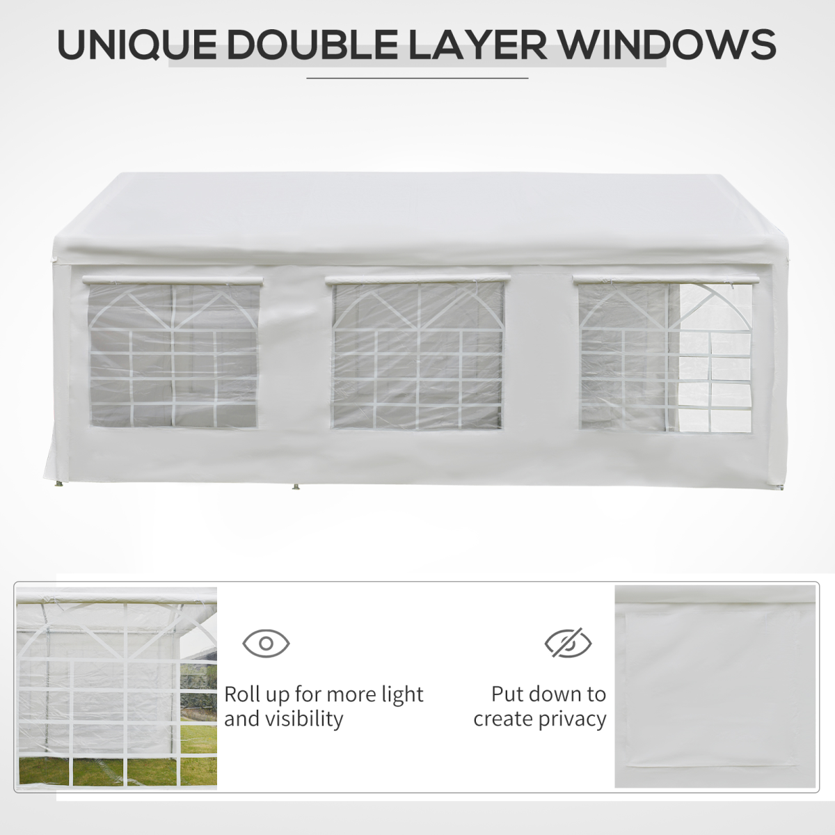 Outsunny 20 x 10 ft Water-Resistant Outdoor Car Tent Canopy, White