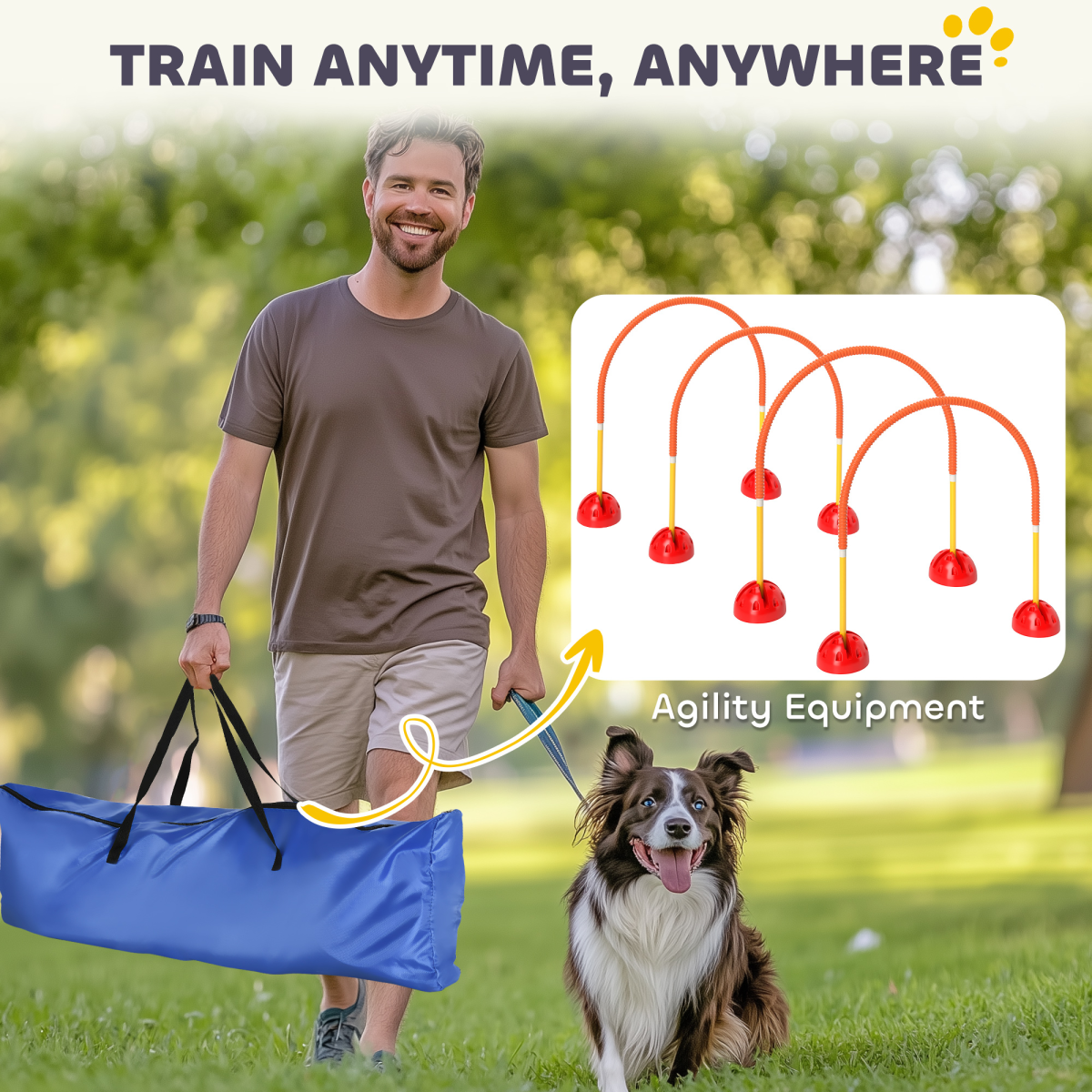 PawHut 4-Piece Dog Agility Training Set with Carry Bag, Orange