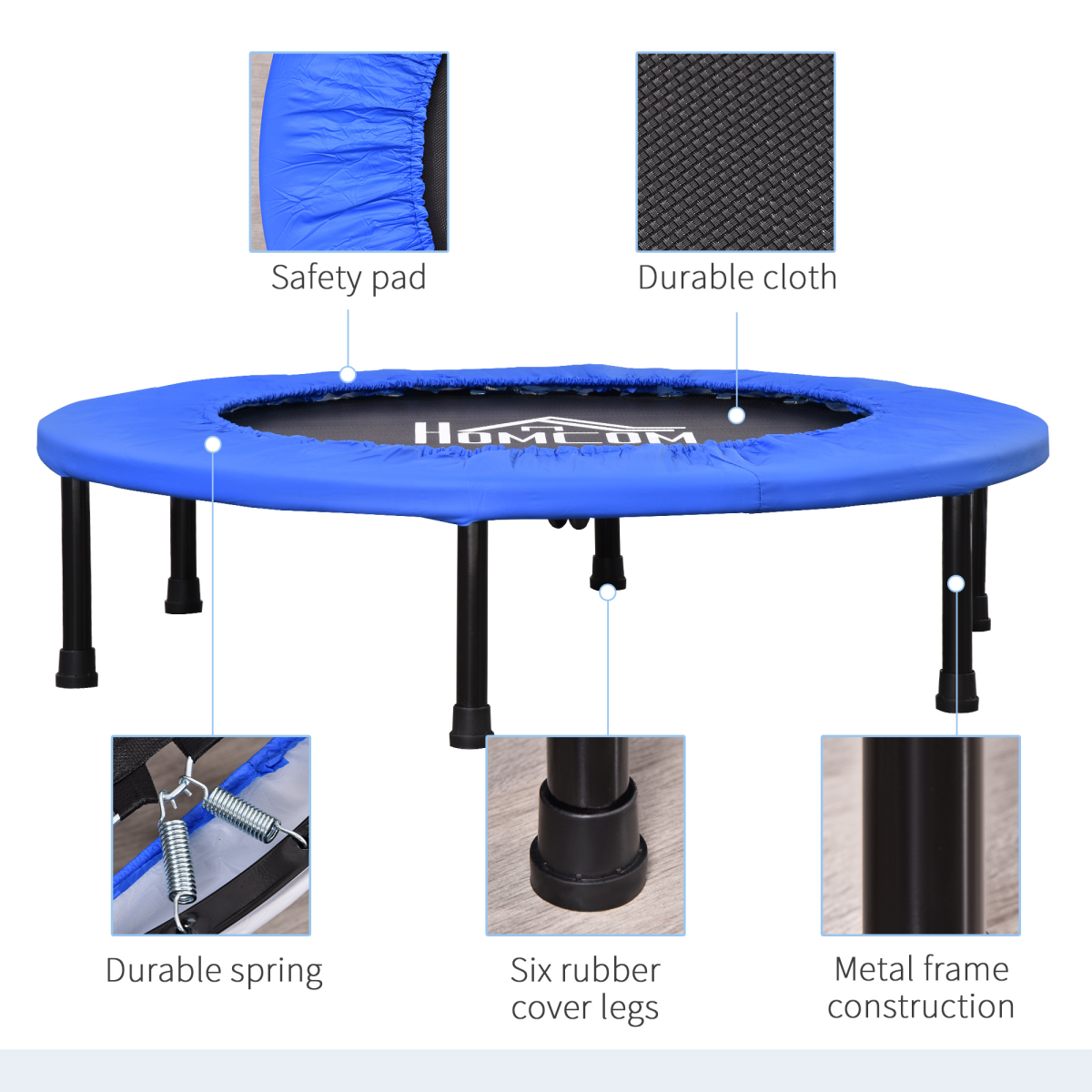 36 Inch Indoor Outdoor Foldable Rebounder Trampoline Mini Jumper with 30 Springs, Thick Bouncing Mat, Metal Legs and Anti-Slip Feet, 100 kg Max Load