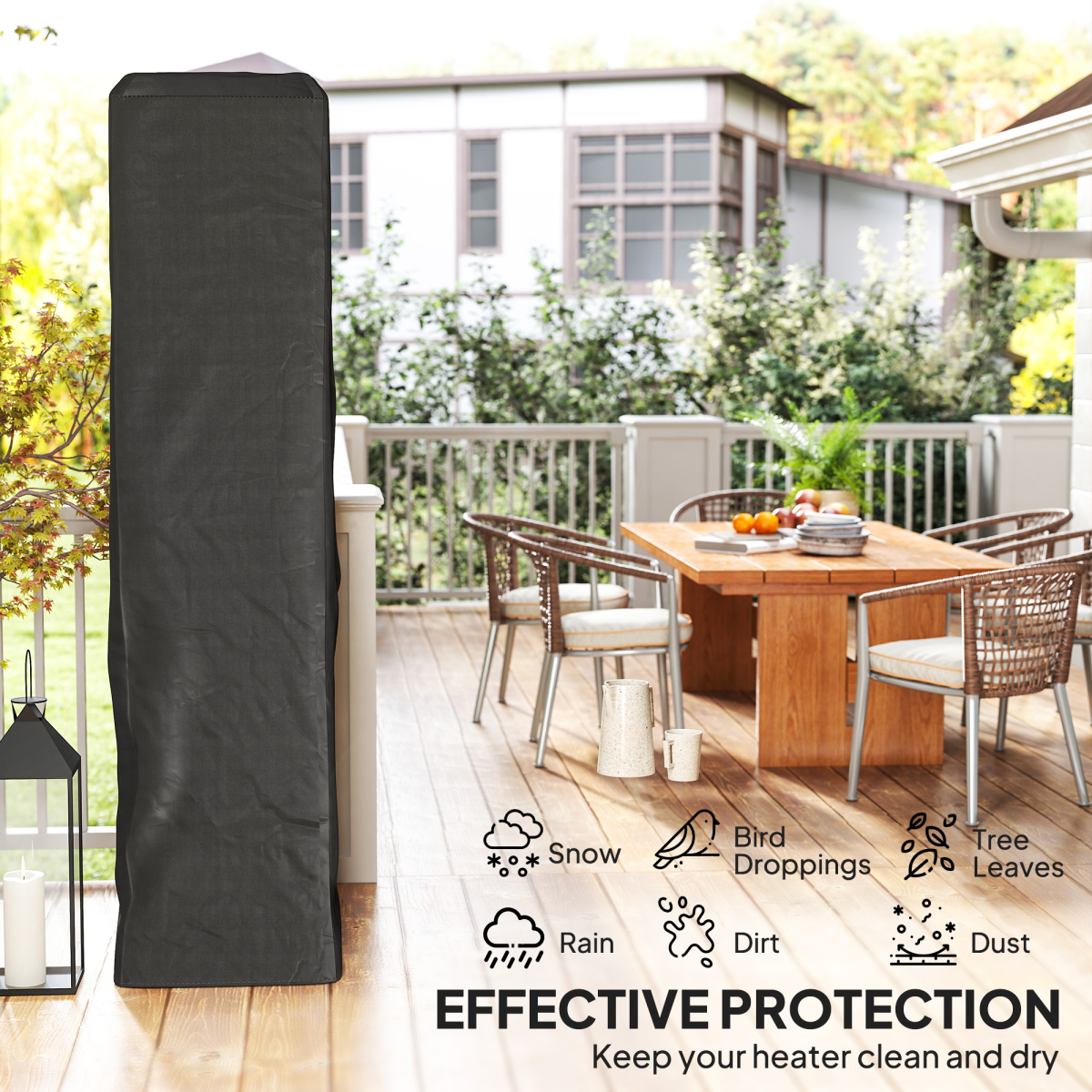 Outsunny Heavy-Duty Gas Pyramid Patio Heater Cover, Black