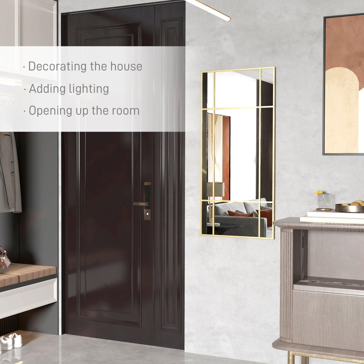 HOMCOM Window Style Wall Mirror 110 x 50cm, Gold Tone