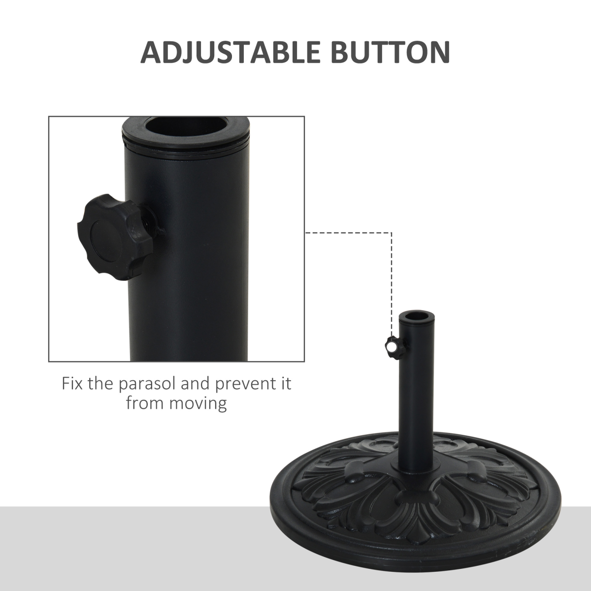 Outsunny 13kg Heavy Duty Parasol Base, Black, Fits 35-48mm Poles