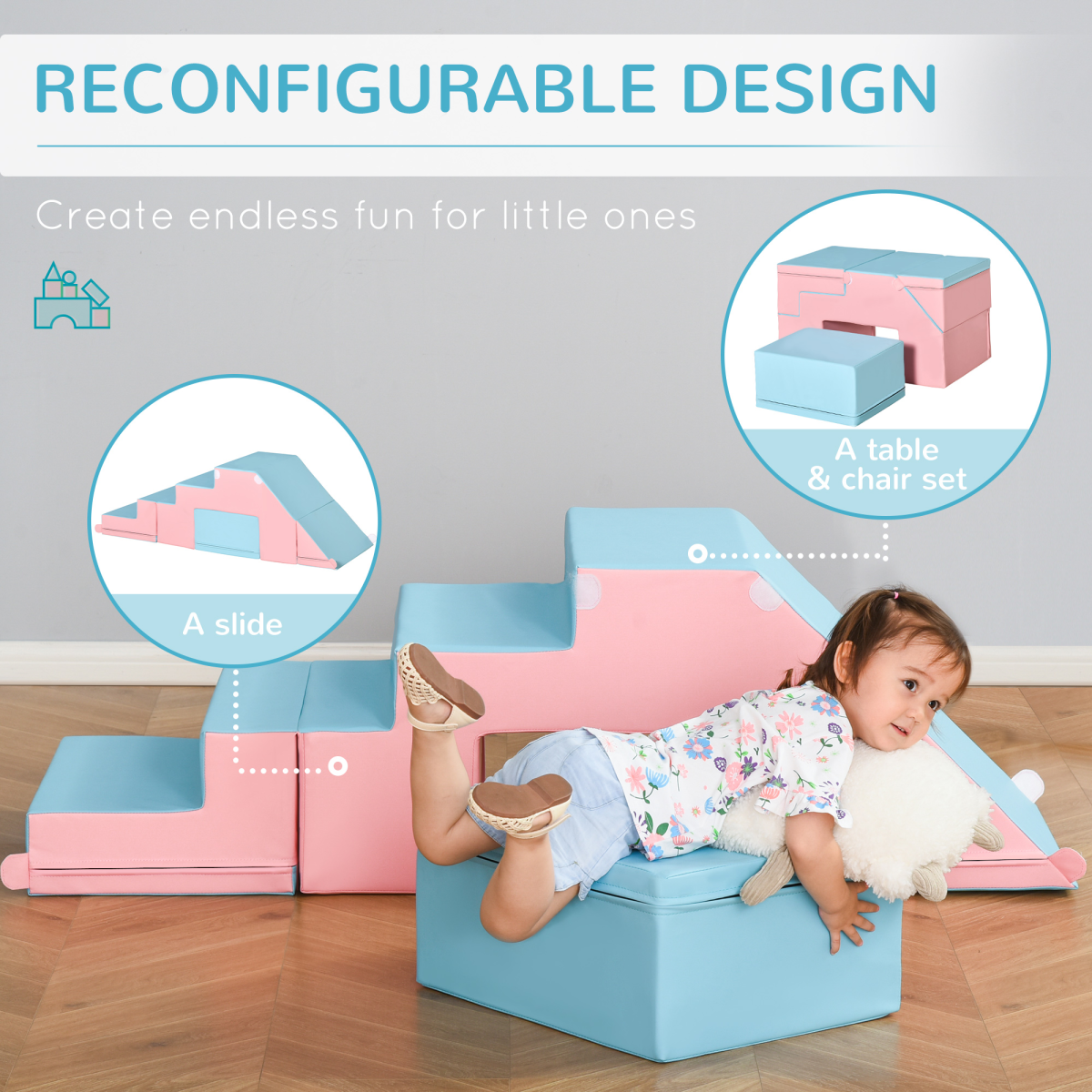 2-Piece Soft Foam Climbing Play Set, Reconfigurable, Ages 1-3