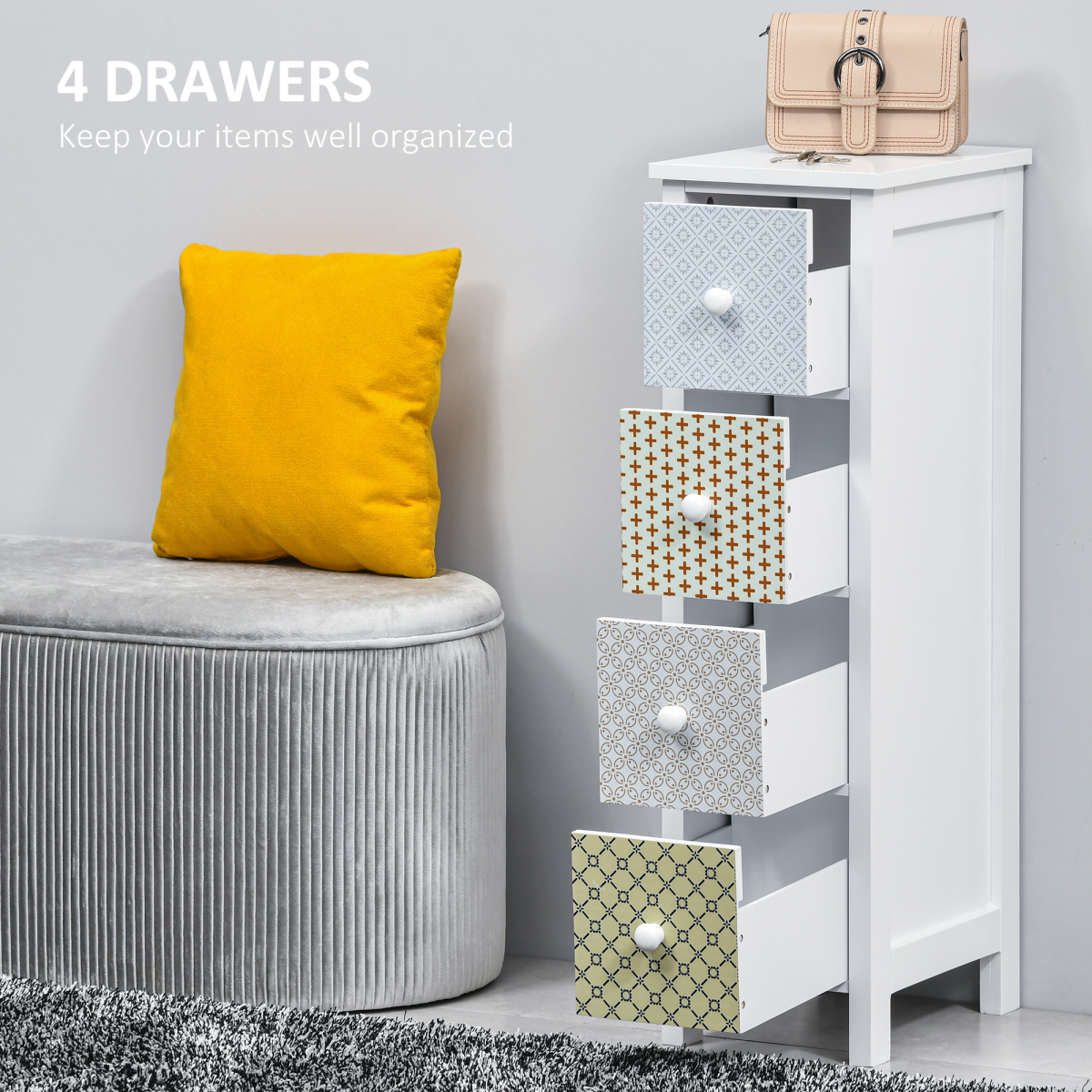 4-Drawer Storage Cabinet for Bedroom, Bathroom & Study