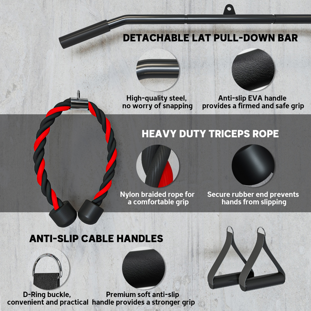 SPORTNOW Home Gym Cable Pulley System with Universal Loading Pin