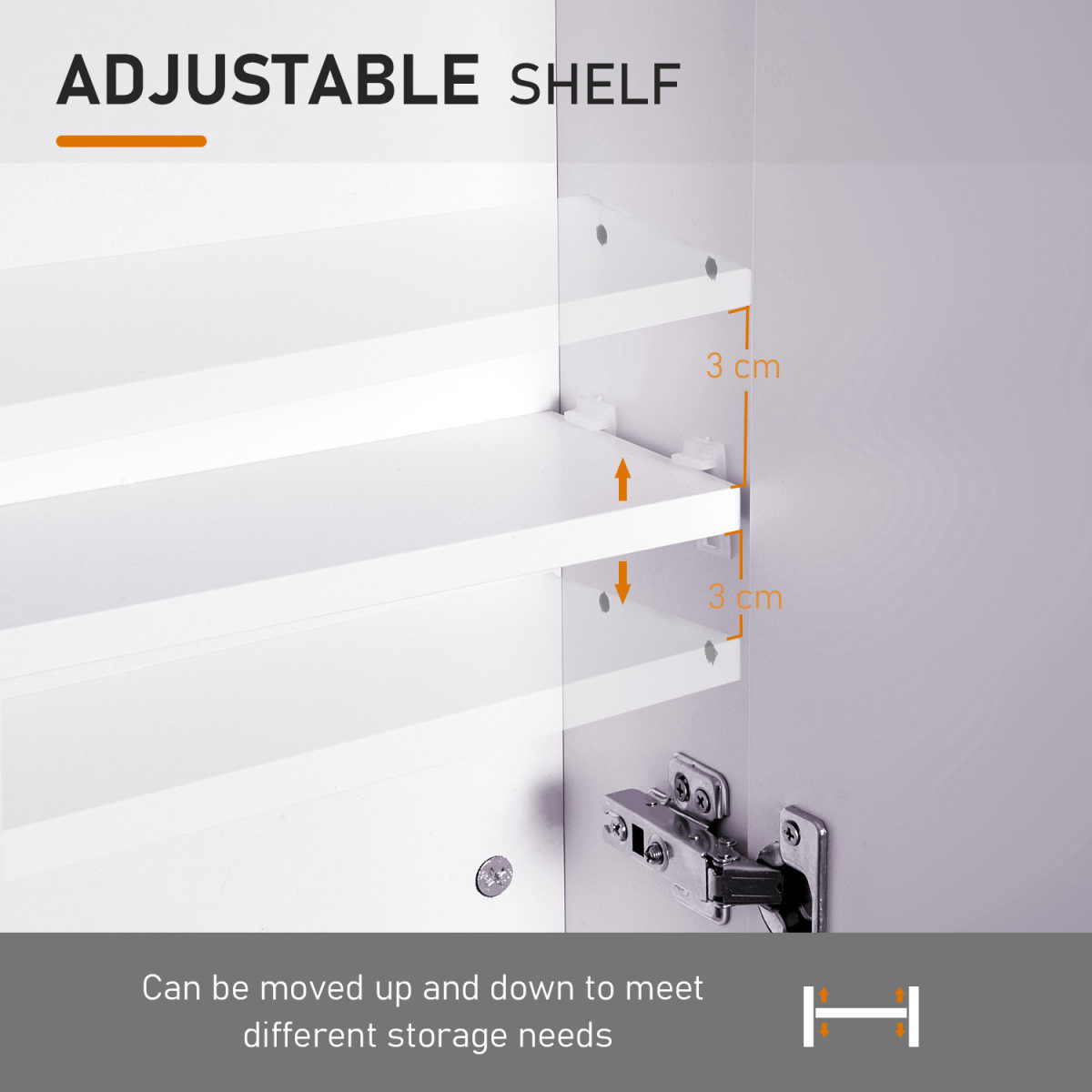 Wall Mounted Bathroom Mirror Storage Cabinet with Adjustable Shelf, 60H x 70W x 15Dcm