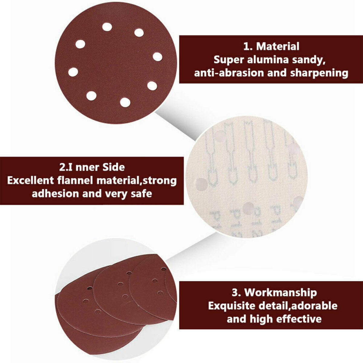 125Pcs - 5" 8 Hole Sanding Discs 40 60 80 120 240  Grit Orbital Sander Pad UK