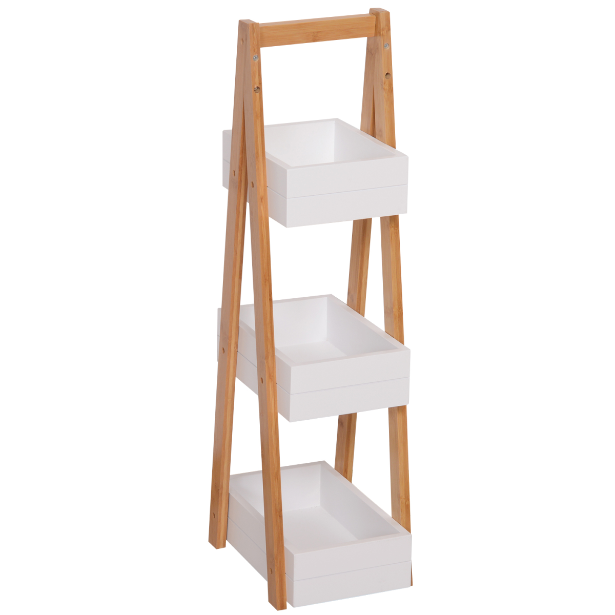 HOMCOM Bathroom A-Shape 3-Tier Bamboo Rack