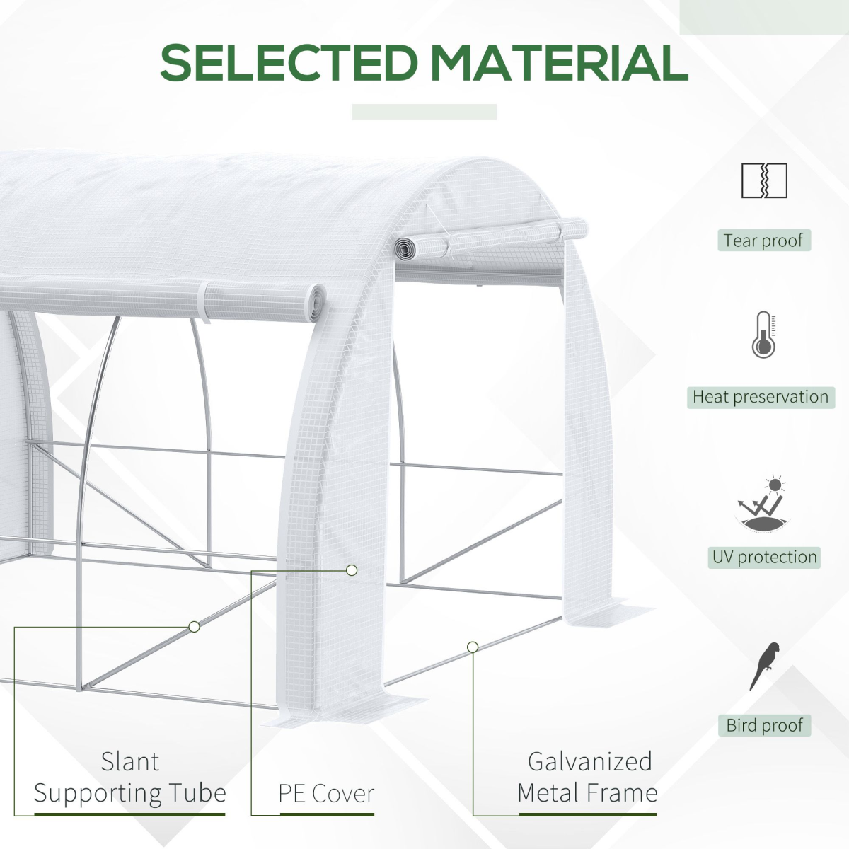 Outsunny 3 x 3 x 2 m Walk-In Polytunnel Greenhouse Tent with Steel Frame, Roll-Up Sides and 6 Windows
