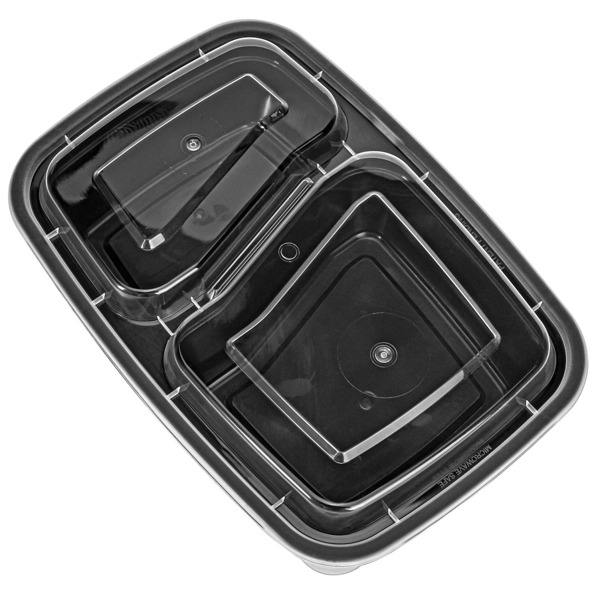 Vinsani 10 Pack 2 Compartment Meal Prep Containers, Airtight Leak-Resistant Lids, 30 oz, BPA-Free Plastic, Microwave, Freezer and Dishwasher Safe