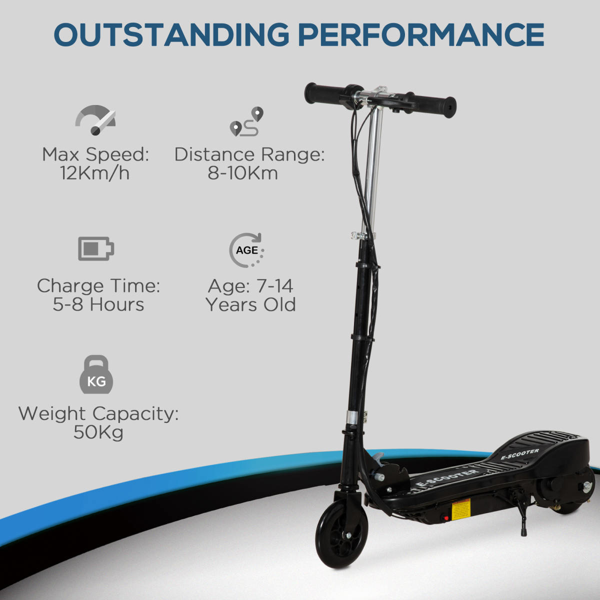 Folding Kids Electric Scooter for Ages 7-14, 12V Rechargeable Battery, 12km/h, Foldable with Front Brake