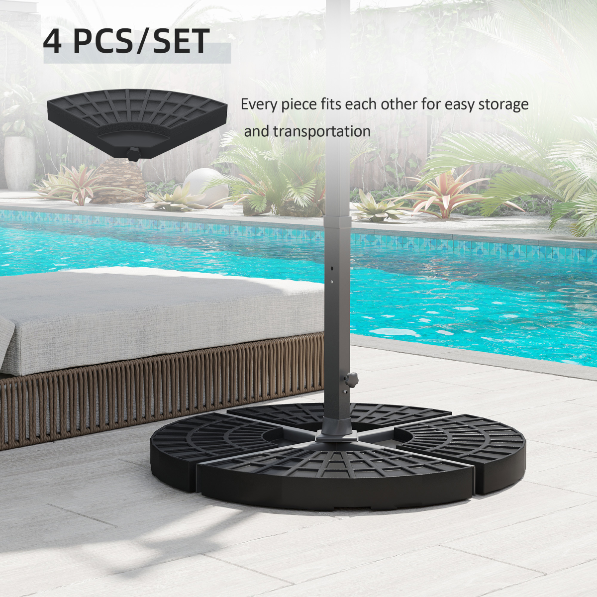 Outsunny 4-Piece Fillable Umbrella Weight Base for Cross Bases