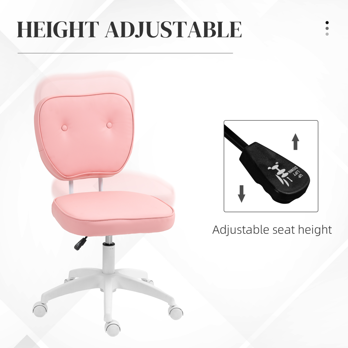 Vinsetto Pink Adjustable Faux Leather Swivel Chair, 120kg