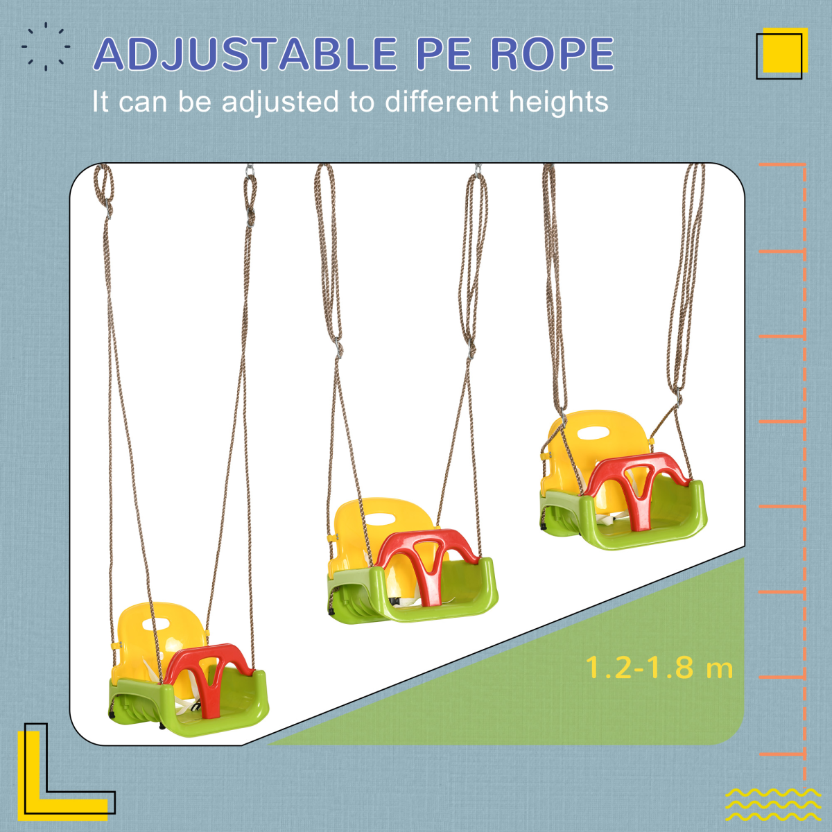 3-in-1 Adjustable Baby Swing for 9-36 Months, Indoor/Outdoor Safe