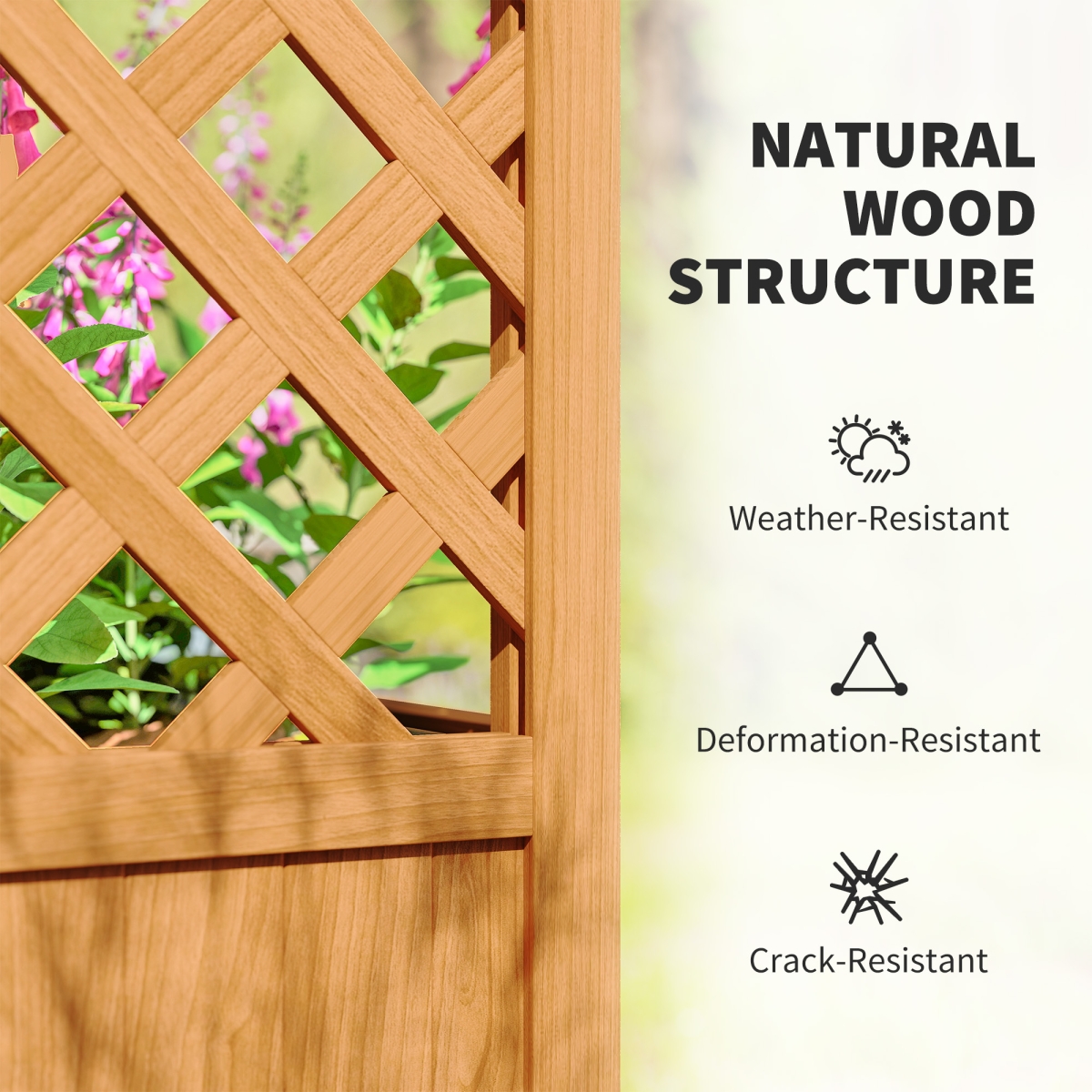 Outsunny Wooden Raised Garden Bed with Trellis & Fabric Liner