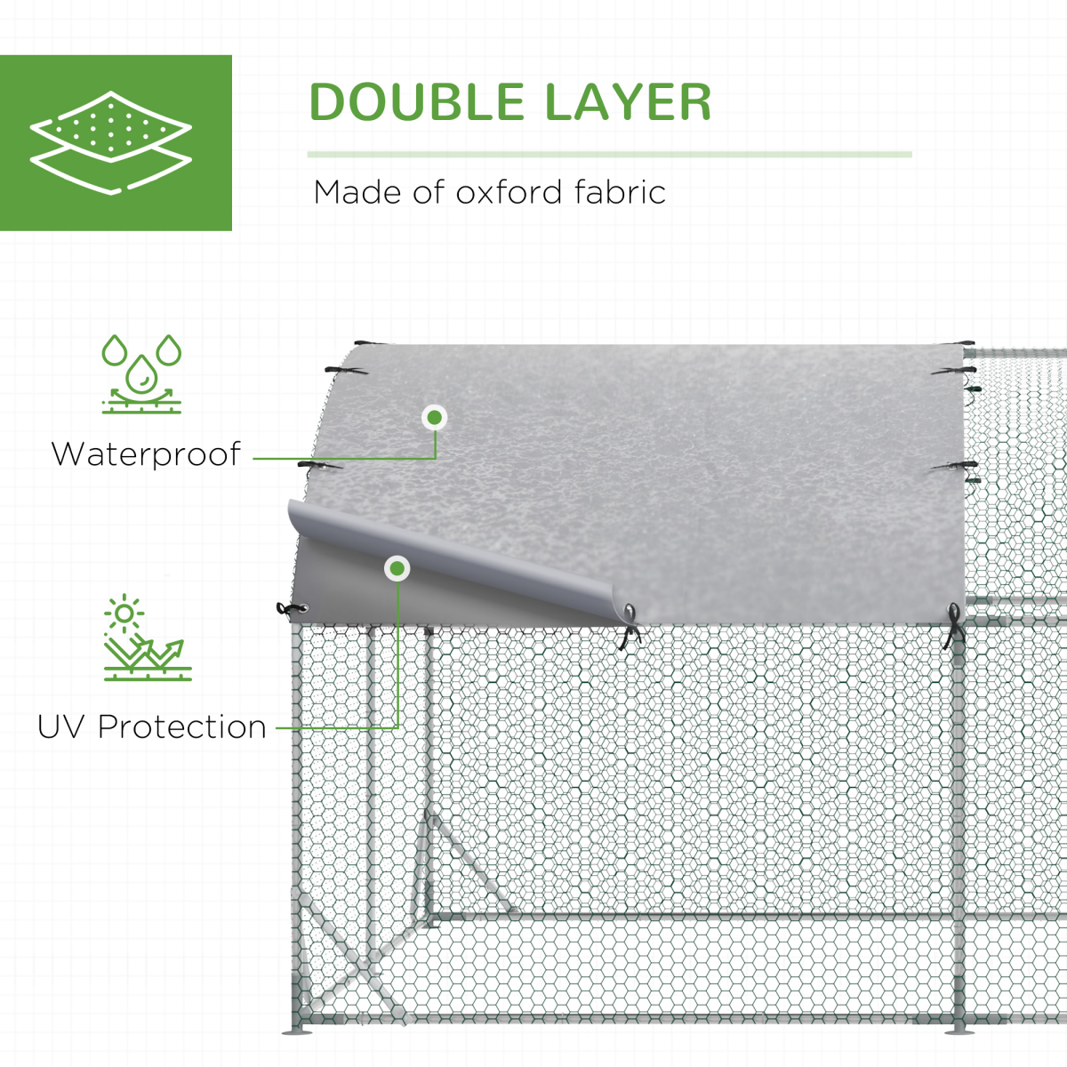 Walk-In Galvanised Chicken Run with Cover 2.8 x 3.8 x 2m