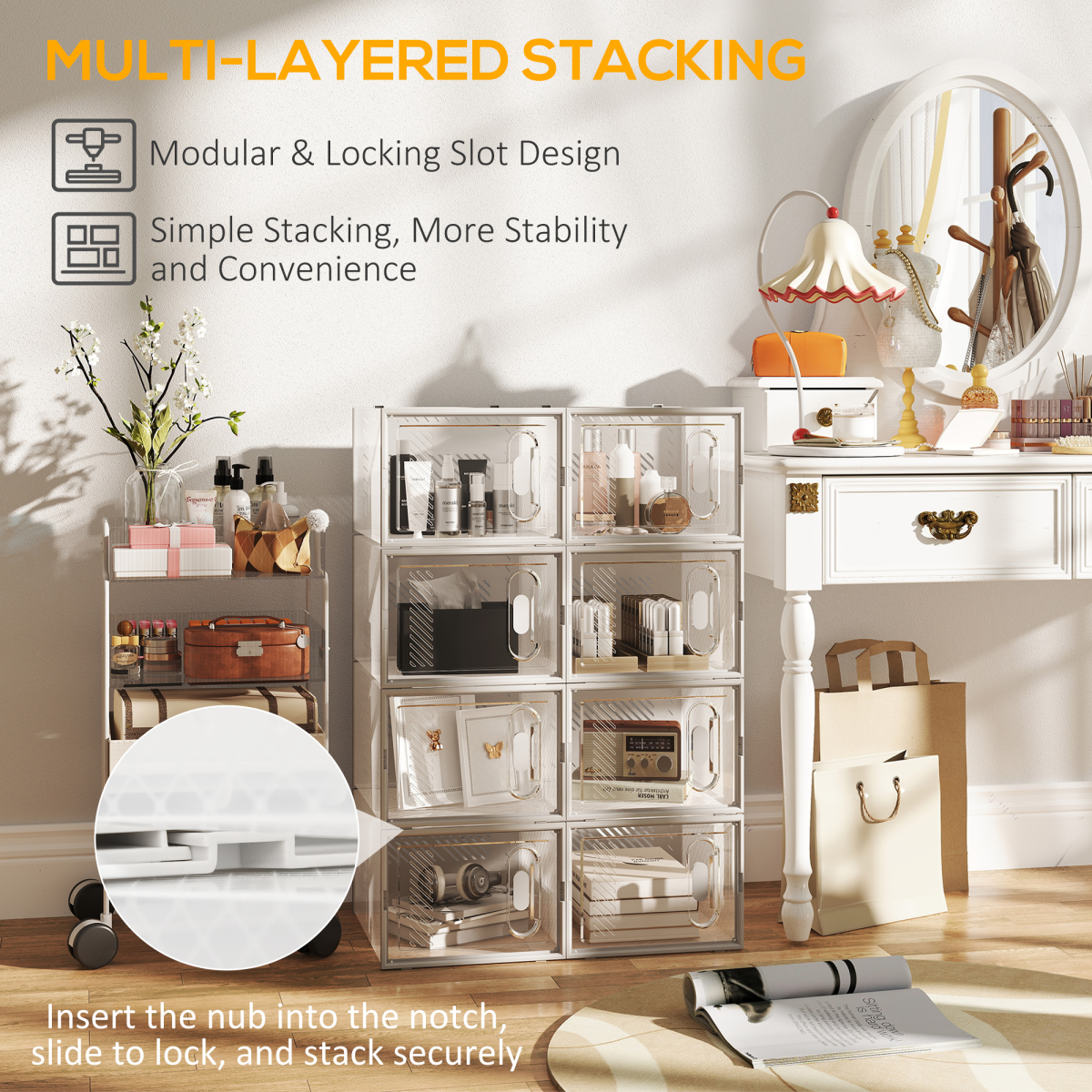 HOMCOM 18PCS Clear Stackable Shoe Boxes, PP Plastic, UK/EU Size up to 12, 28 x 36 x 21cm