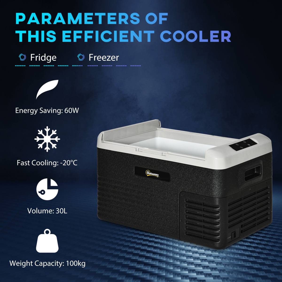 30L Portable Car Refrigerator Freezer 12V/24V DC 110/240V AC for Camping and Driving