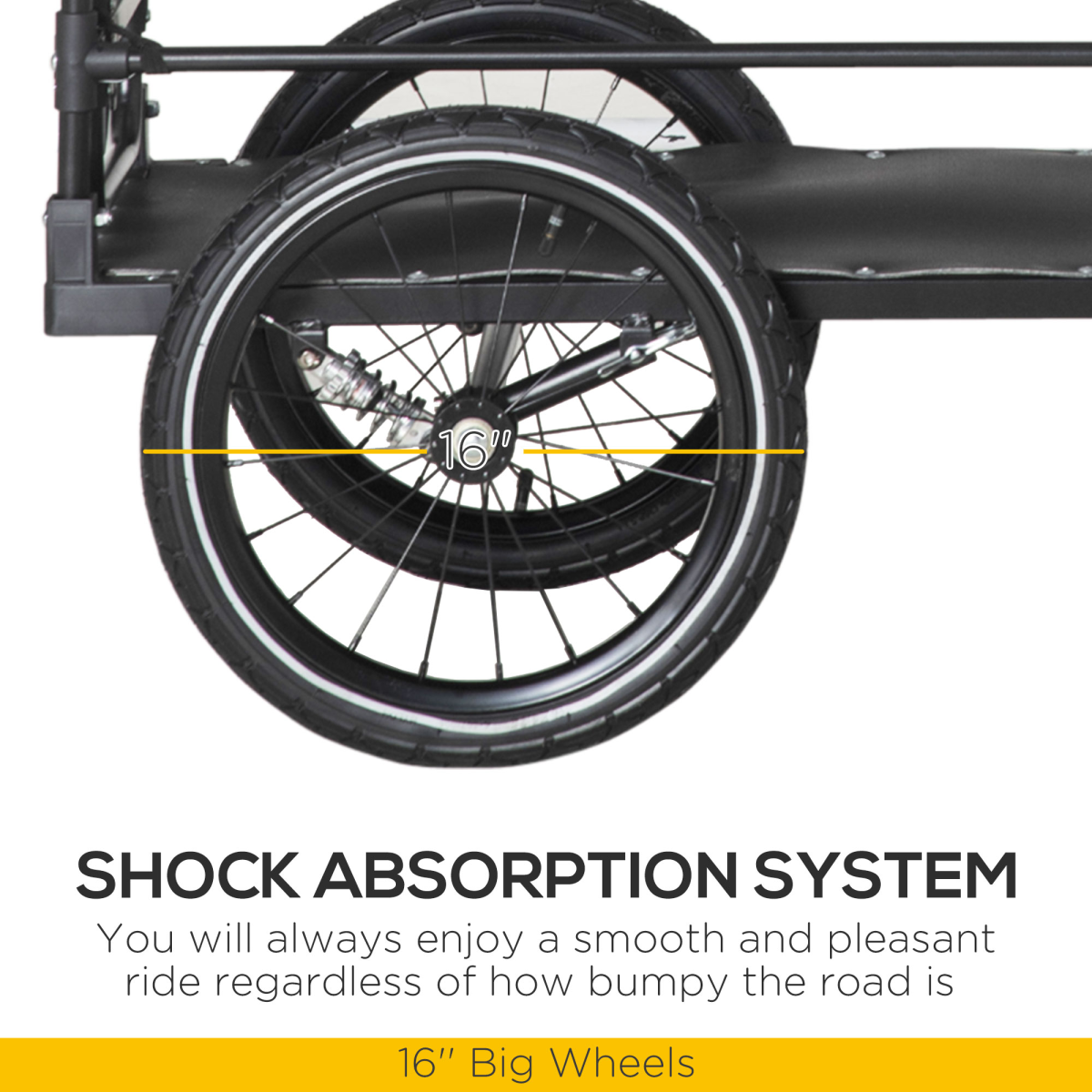 HOMCOM Folding Bike Cargo Trailer Wagon with Suspension, 2 Wheels, Steel, Black