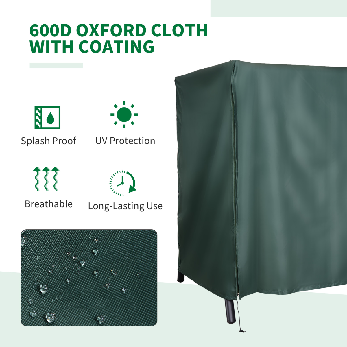 Outsunny 164cm Waterproof Oxford Polyester Swing Chair Cover, Green