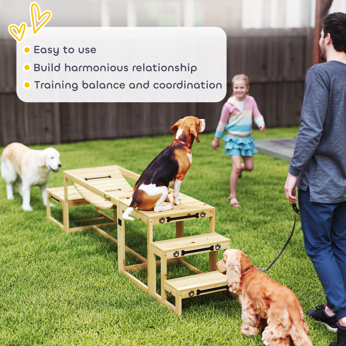 PawHut 3-Piece Wooden Dog Agility Training Set, Natural Fir Wood
