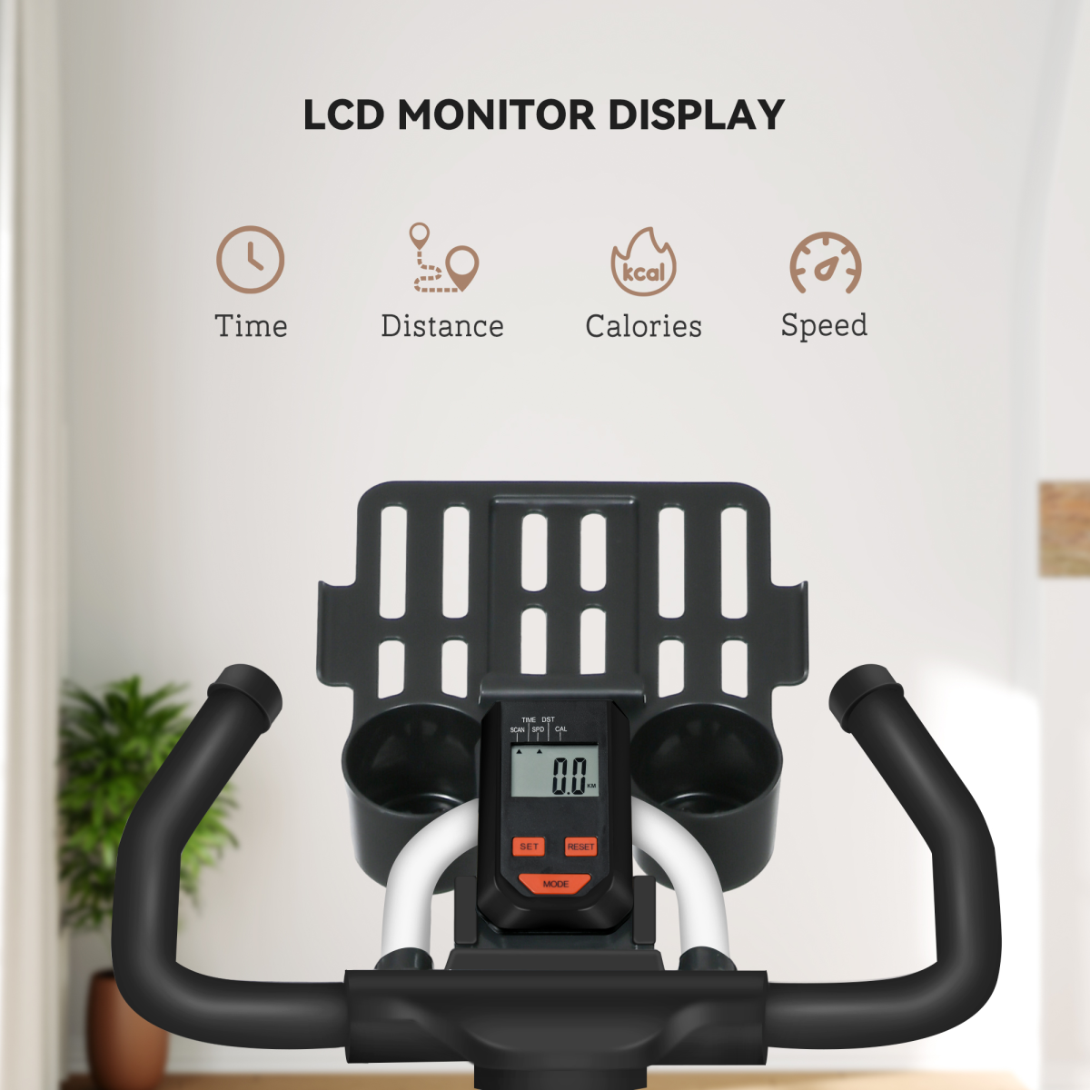 8kg Flywheel Exercise Bike with Adjustable Seat/Handles & LCD Monitor