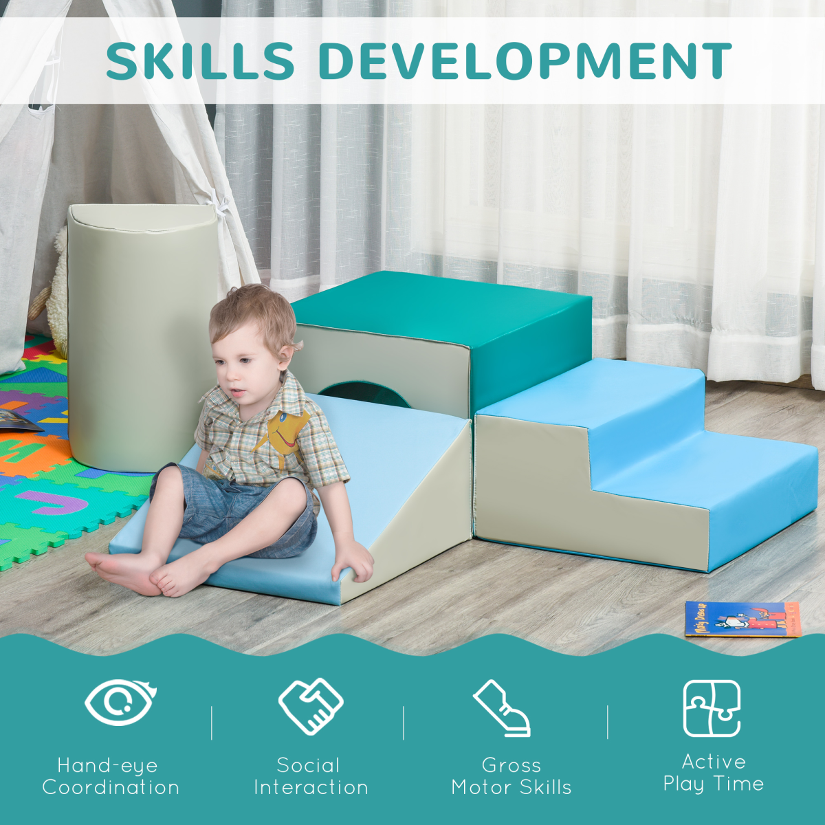 4-Piece Soft Foam Climbing Play Set for Toddlers Age 1-3