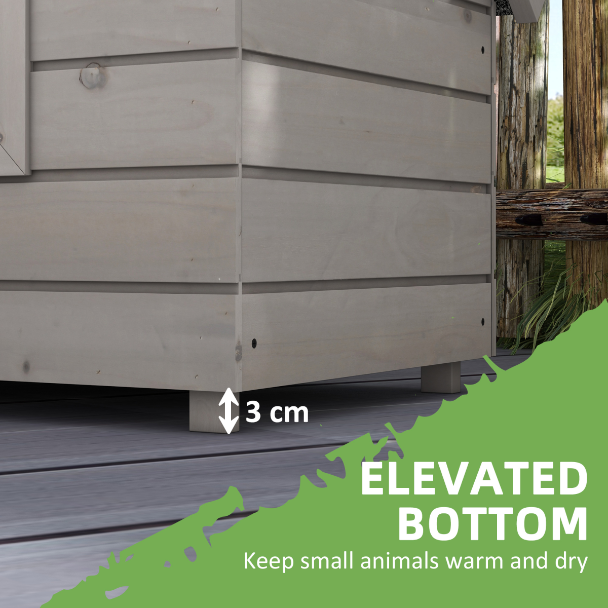 PawHut Wooden Outdoor Cat House with Openable Top, Asphalt Roof, Grey