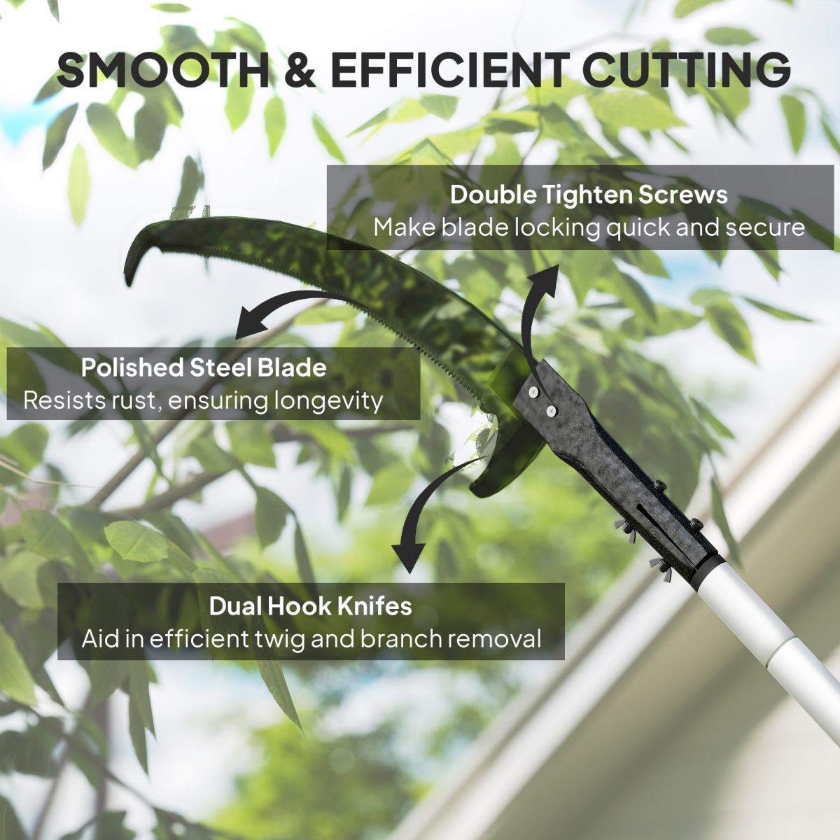 Outsunny Telescopic Tree Pruner, Long Reach 1.8-2.9 m, Aluminium Pole