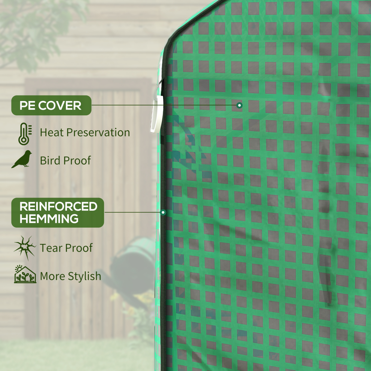 Outsunny Walk-in Greenhouse Replacement Cover with Door and Mesh Windows, Green, for 845-510