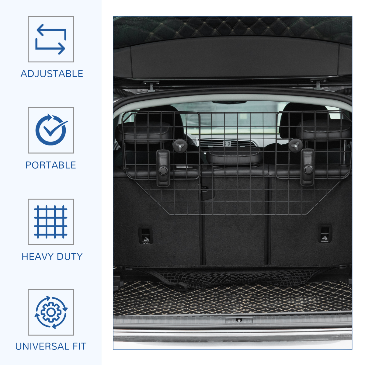 PawHut Adjustable Dog Guard for Car Boot, Metal Mesh Barrier, 90-120W x 40.5H cm