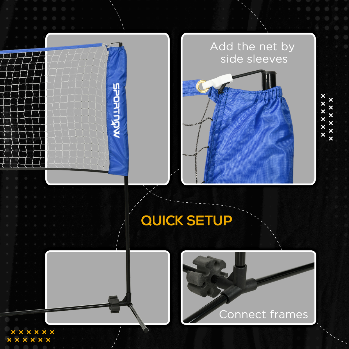 SPORTNOW Adjustable 4m Multi-Sport Net for Badminton, Tennis, Volleyball