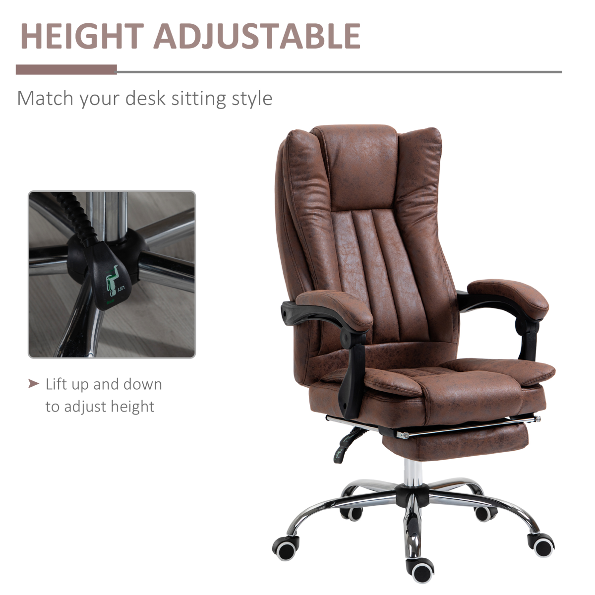 Vinsetto Brown Executive Office Chair with Recline and Footrest
