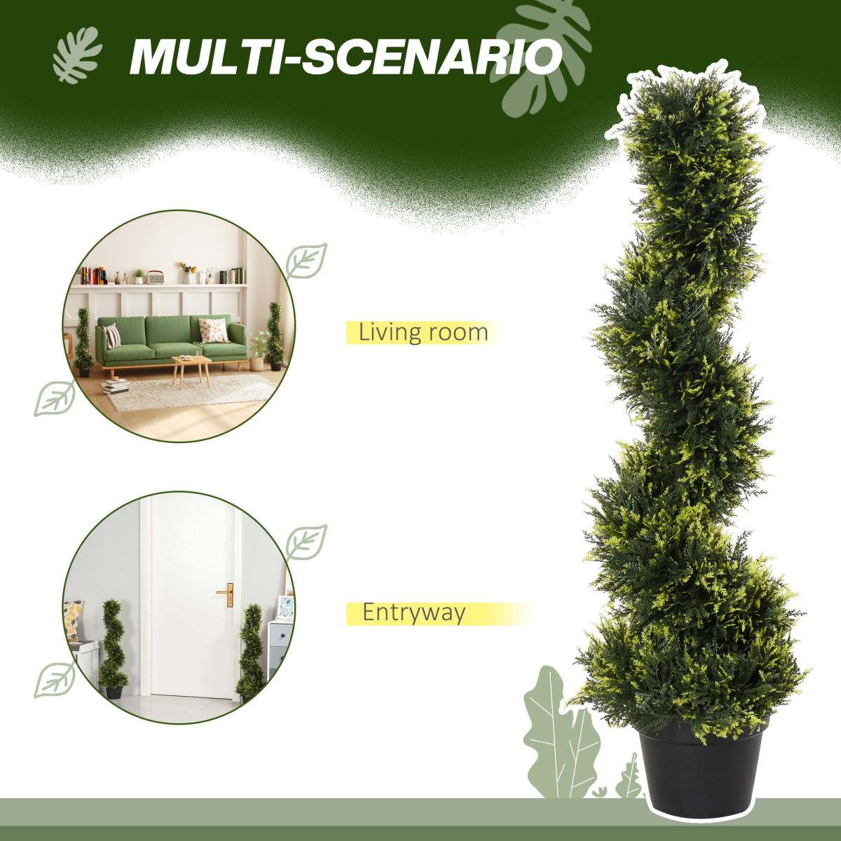 Set of 2 Artificial 90cm Spiral Topiary Trees with Pots