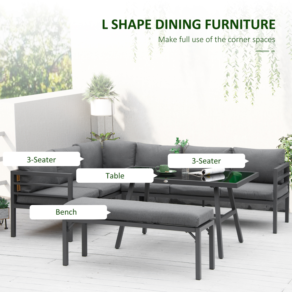 Outsunny 8-Seater Aluminium Garden Dining Set with Cushions