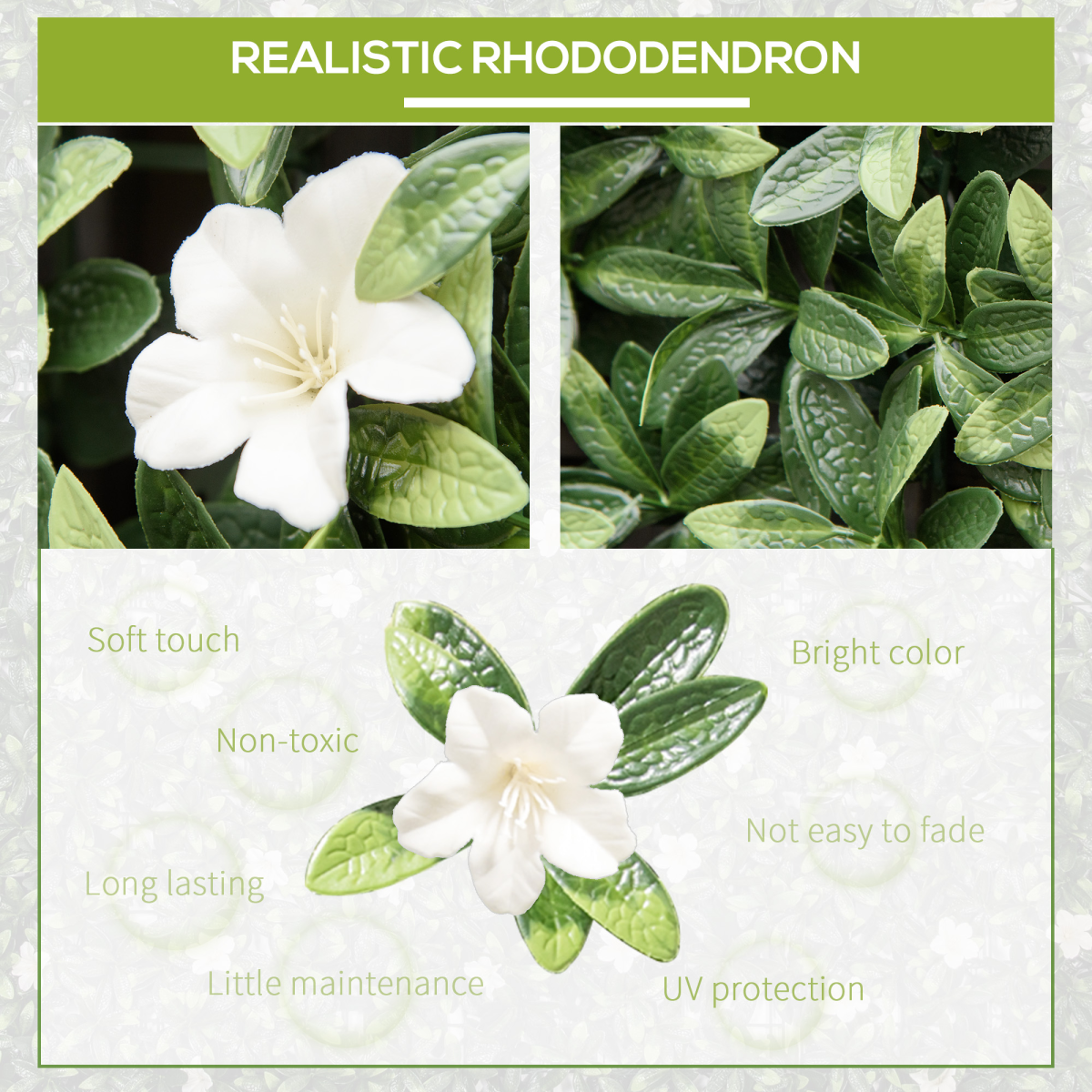 12-Piece Artificial Rhododendron Greenery Wall Panels, 50cm x 50cm