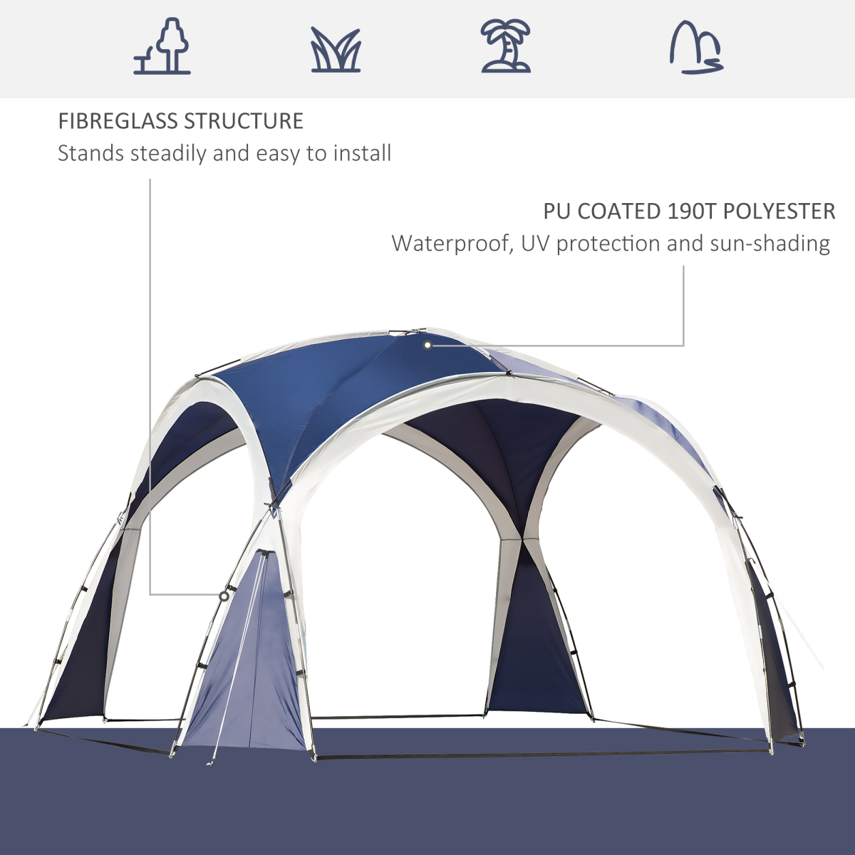 Outsunny 3.5 x 3.5m Dome Gazebo Party Tent Shelter