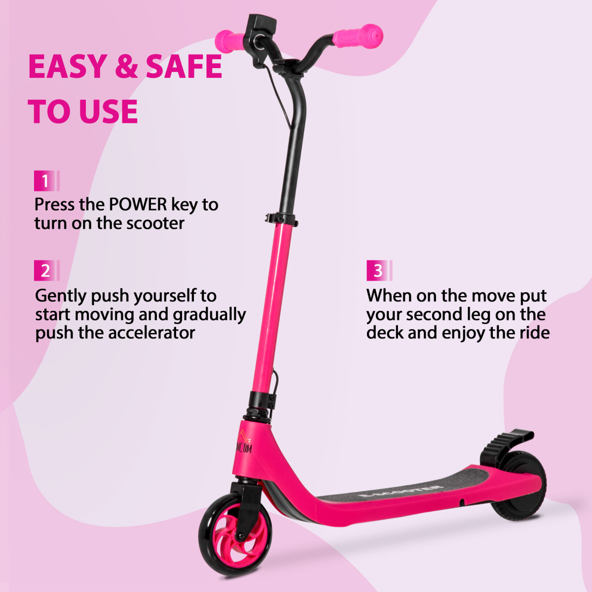 120W Electric Scooter with Battery Level Display and Rear Brake, Pink HOMCOM