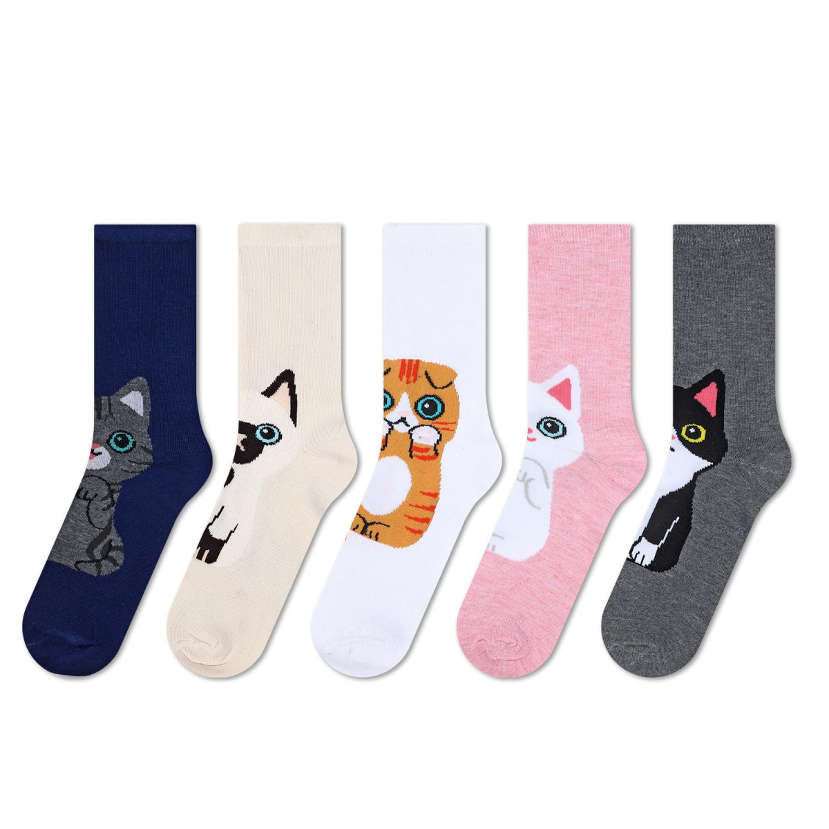 Vinsani Kitty Socks 5 Pack, Cute Animal Pattern Women's Socks