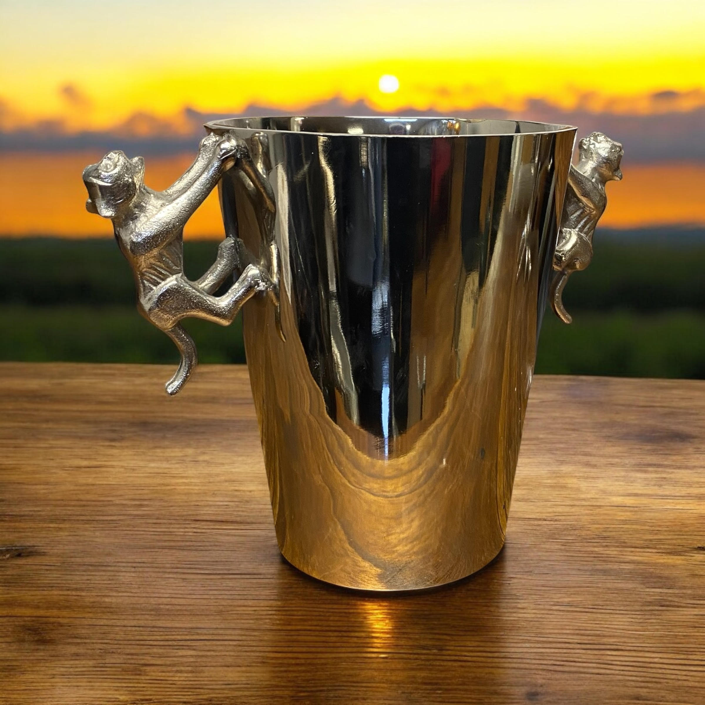 23cm Aluminium Leopard Champagne Bucket Hand Finished Wine Bottle Holder